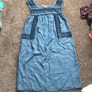 Blue embroidered denim Chambray dress